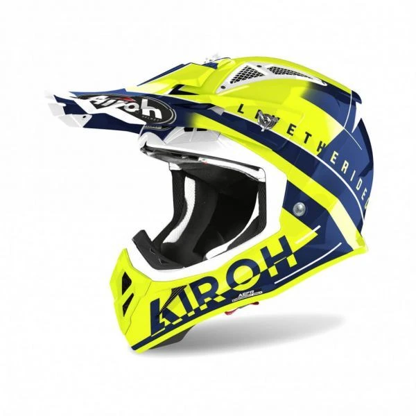 Moto Gear Soldes -Moto Gear Soldes airoh aviator ace amaze yellow blue cross helmet helm casque kask casco 1 1