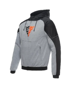 Dainese Daemon-X Safety Hoodie Full Zip Melange-Gray/Black/Red-Fluo