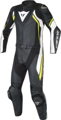 Dainese AVRO D2 Two Piece Suit BLACK/WHITE/YELLOW-FLUO